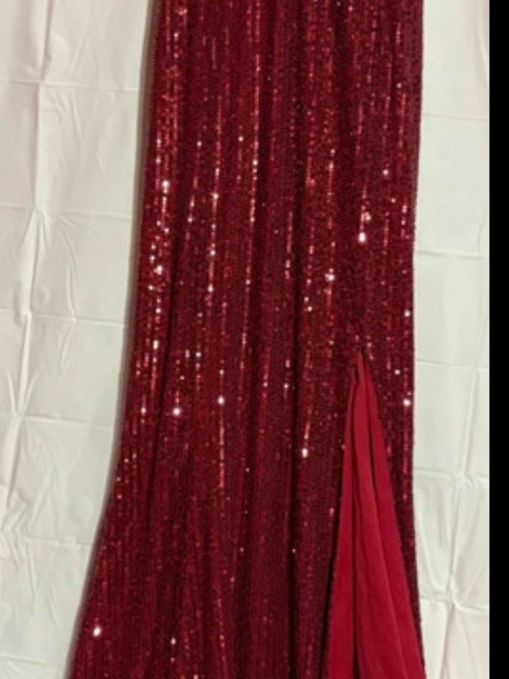 Red Sequin Prom Gown with Side Slit